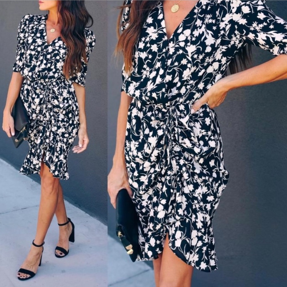 Sugar + Lips Floral Ruched Dress